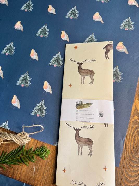 Reindeer Christmas Gift Wrap | 50 x 70cm | FSC Recyclable Paper