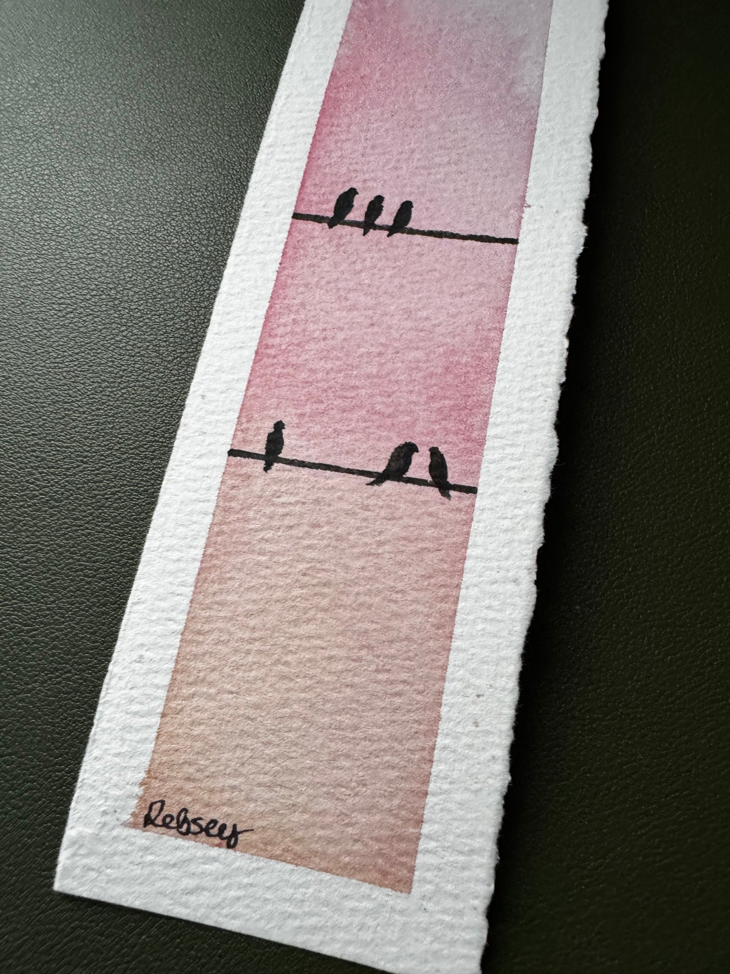 Bird Bookmark – Pink Sky Watercolour Nature Art