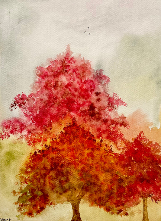 Crimson Canopy | Original Watercolour Painting | 14 x 10”