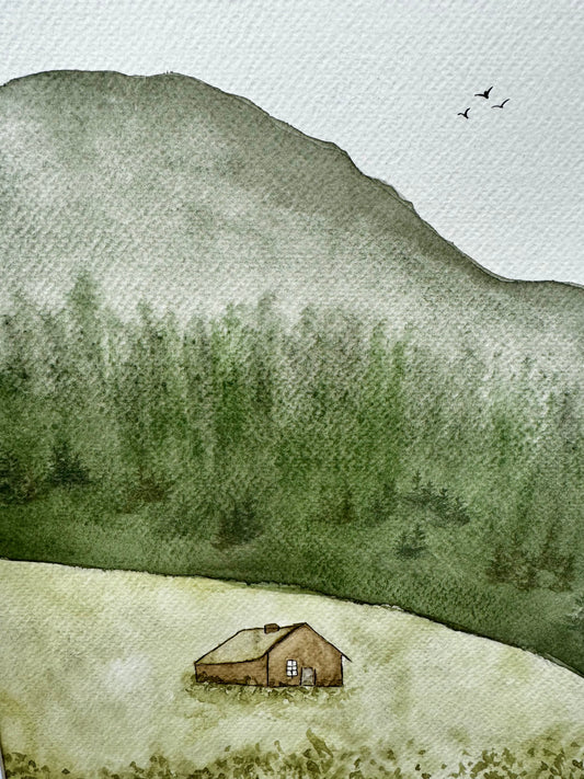 The Meadow’s Keeper - Original Watercolour Painting | A4 Artwork in A3 Mount | Eco-Friendly | Optional Frame