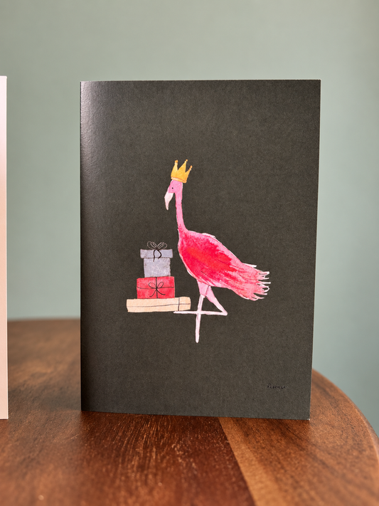 Festive Flamingo | Sustainable Art Greeting Card |Recycled A6 | Nature-Inspired Illustration