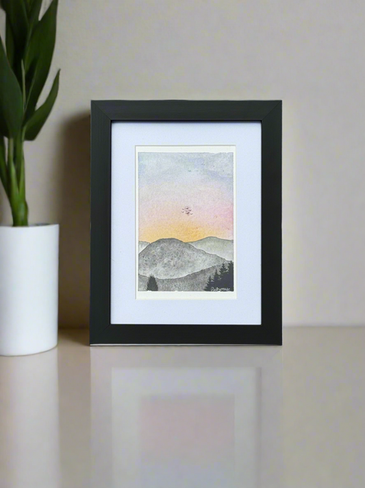Flight at Sundown | Original Watercolour Painting | 6x4”