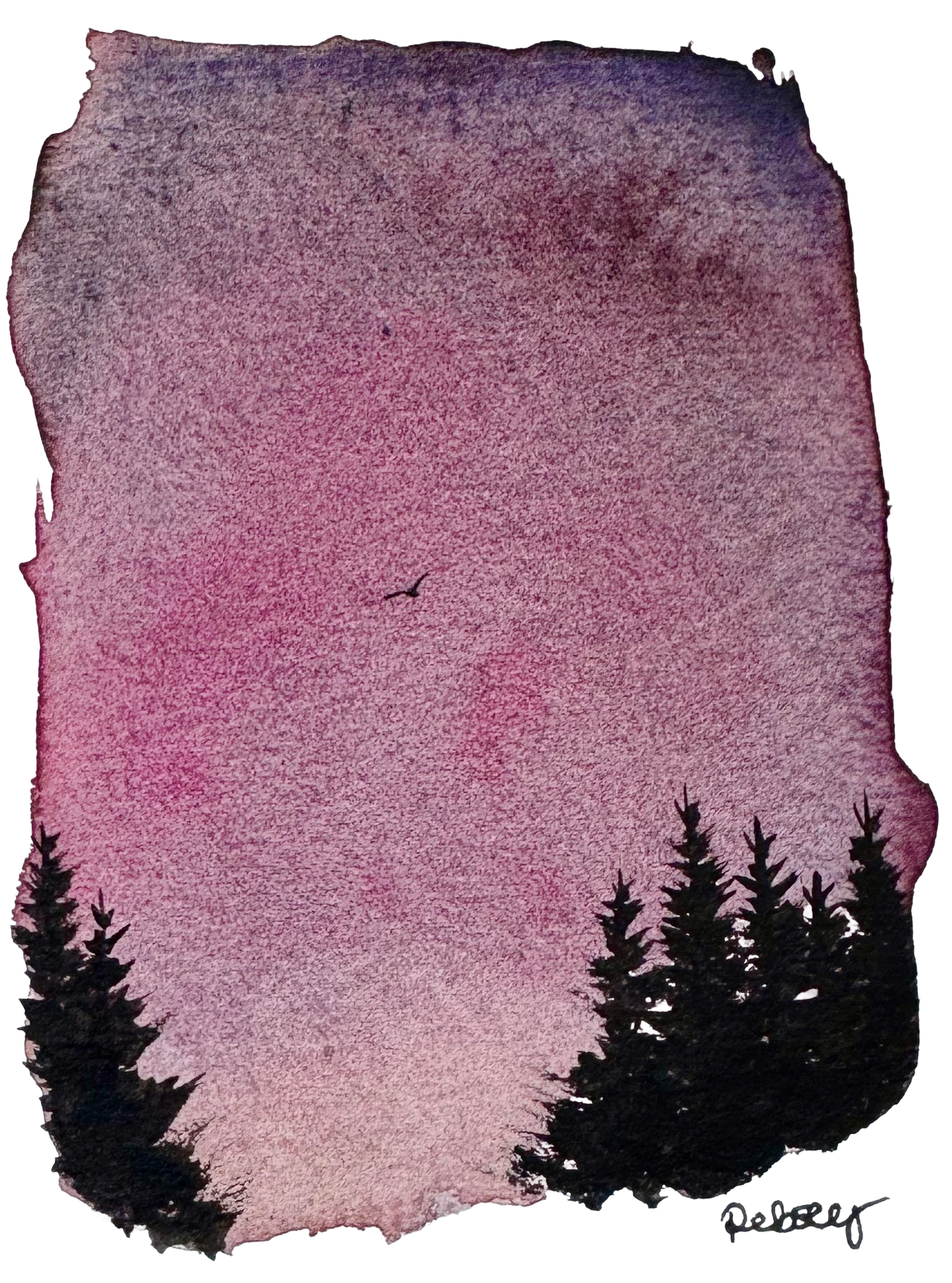 Dusk in the Pines – Original Watercolour Painting | 8x6”