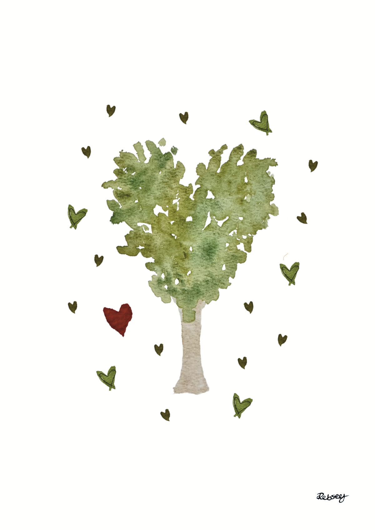 The Way to School Heart Tree | Illustrated A4 Art Print in A3 Mount