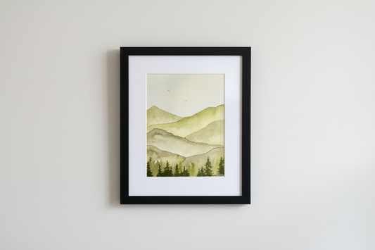 The Way Unfolding – Original Green Mountain Watercolour | 8x6 - framed