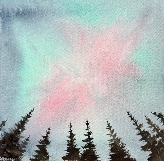 Learning to Glow Again – Original Watercolour Painting | 15 × 15 cm Framed