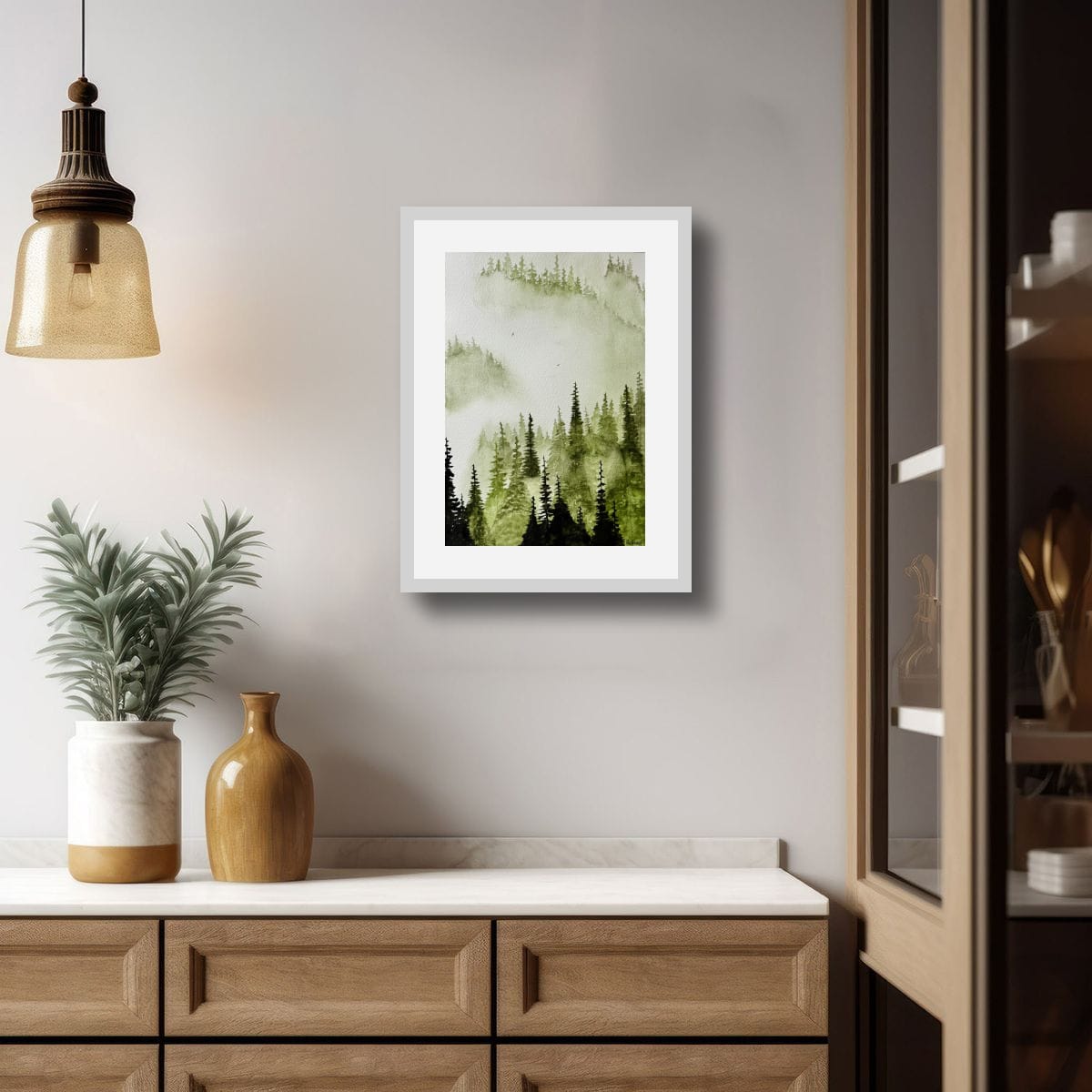 Drifting Green | Original Minimalist Watercolour Painting | A4