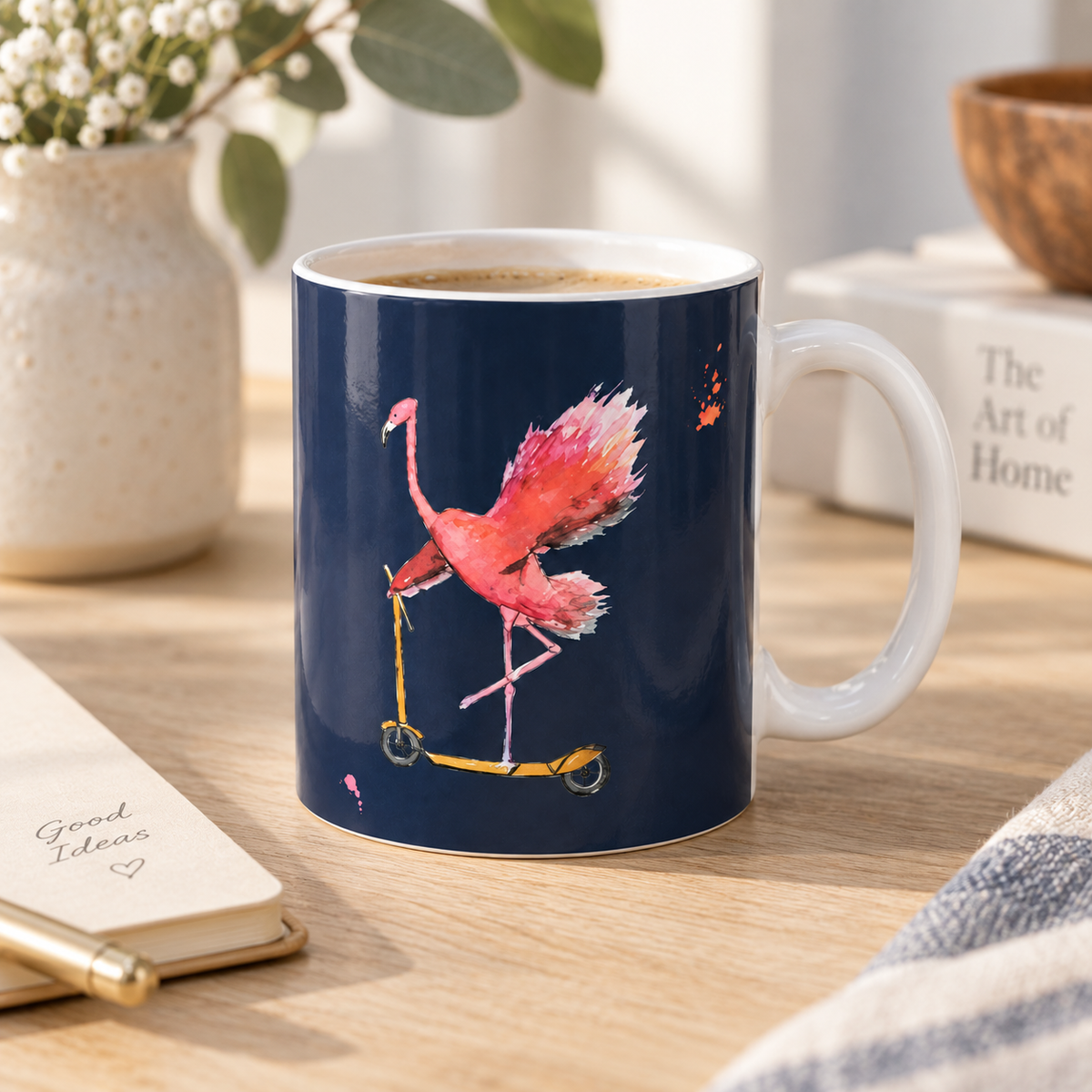Let’s MinGO! Ceramic Mug | Flamingo Art-led Cup | Dishwasher & Microwave Safe