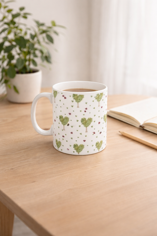 ‘The Way to School’ Mug – Heart Tree Illustration | Nature Inspired Ceramic Mug