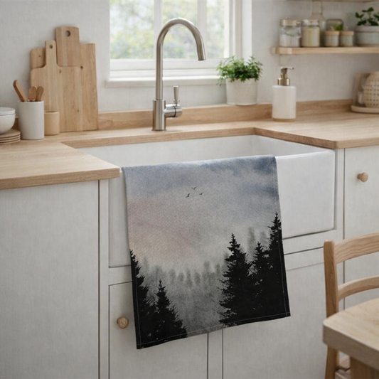 Murmurs of the Morning Tea Towel – Soft Dawn Watercolour Cotton Mix Kitchen Towel