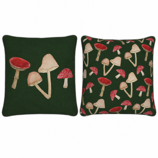 So Mush Love Mushroom Cushion – Velvet | 40 × 40 cm | Green